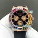 FH Factory Super Clone Rolex Rainbow Daytona Gain Weight Rose Gold 4131 Chronograph Watch 
